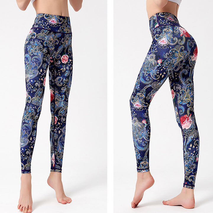 Buddha Stones Flowers Leaves Birds Print Pants Sports Fitness Yoga Dance Leggings Women's Yoga Pants