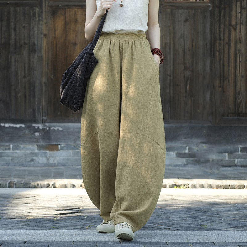 Buddha Stones Cotton Linen Pants Harem Trousers Loose Zen Yoga Tai Chi Women's Pants