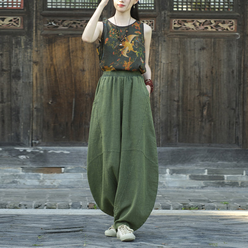 Buddha Stones Cotton Linen Pants Harem Trousers Loose Zen Yoga Tai Chi Women's Pants - image 28