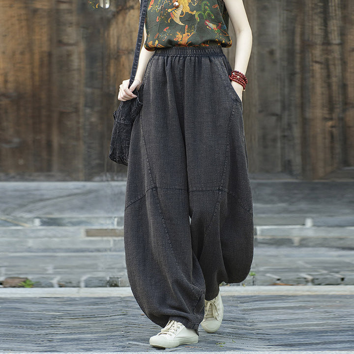 Buddha Stones Cotton Linen Pants Harem Trousers Loose Zen Yoga Tai Chi Women's Pants