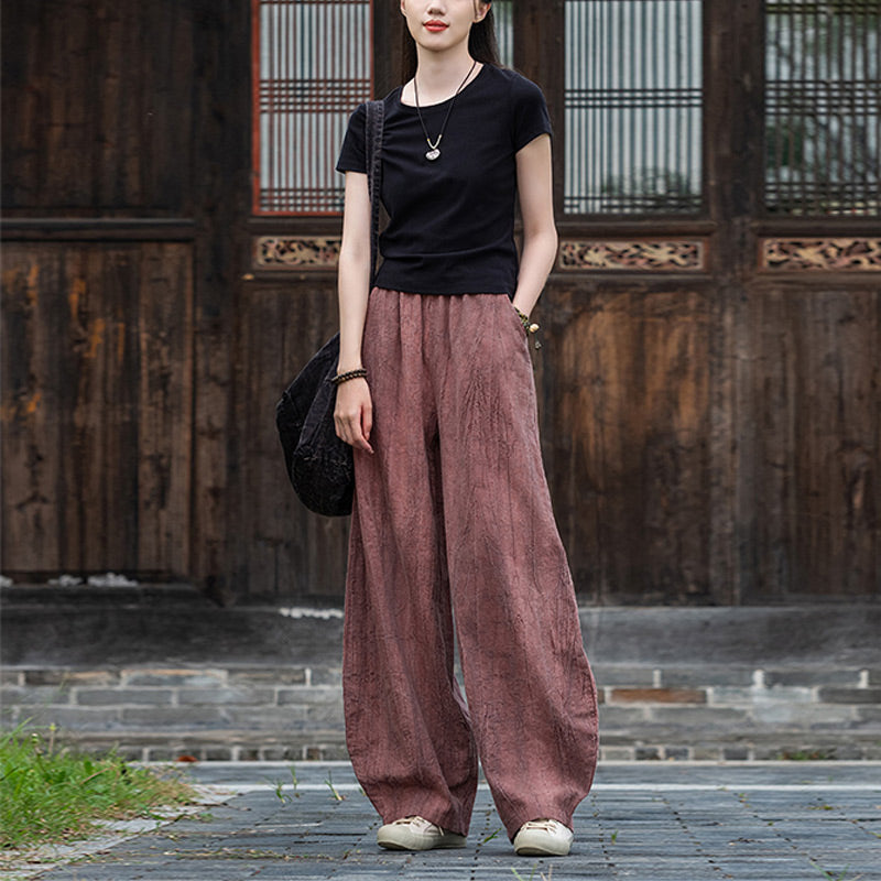 Buddha Stones Ramie Cotton Linen Pants Tie-dye Design Trousers Loose Zen Yoga Women's Pants with Pockets - image 22