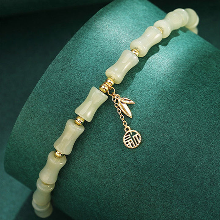 Buddha Stones 925 Sterling Silver Hetian Jade Bamboo Fu Character Prosperity Necklace Pendant Bracelet - Hetian Jade Fu Character Bracelet(18cm fit for Wrist Circumference 14-16cm) - image 12