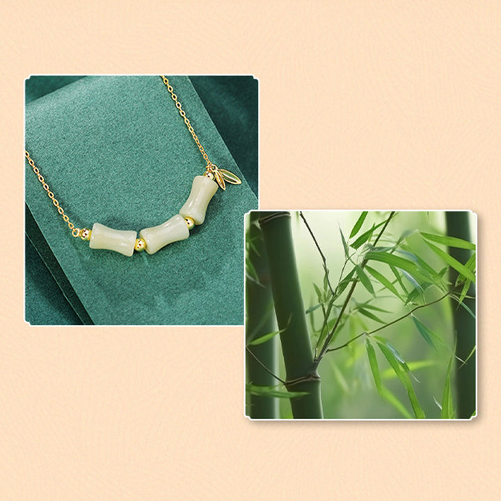 Buddha Stones 925 Sterling Silver Hetian Jade Bamboo Fu Character Prosperity Necklace Pendant Bracelet - image 6