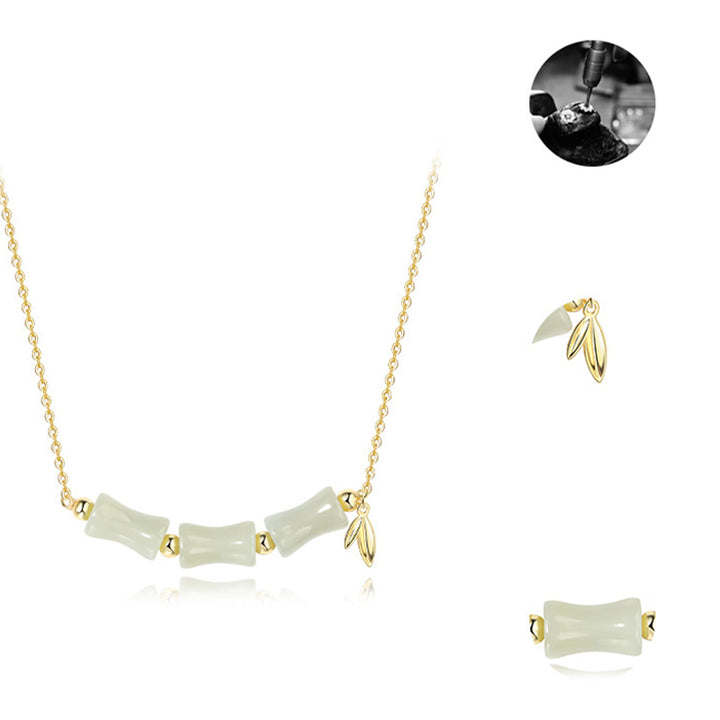 Buddha Stones 925 Sterling Silver Hetian Jade Bamboo Fu Character Prosperity Necklace Pendant Bracelet - image 10