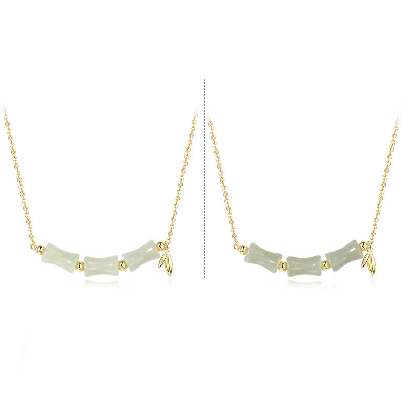 Buddha Stones 925 Sterling Silver Hetian Jade Bamboo Fu Character Prosperity Necklace Pendant Bracelet - image 11