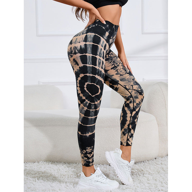 Buddha Stones Tie Dye Print Pants Sports Fitness Yoga High Waist Leggings Women's Yoga Pants - image 3