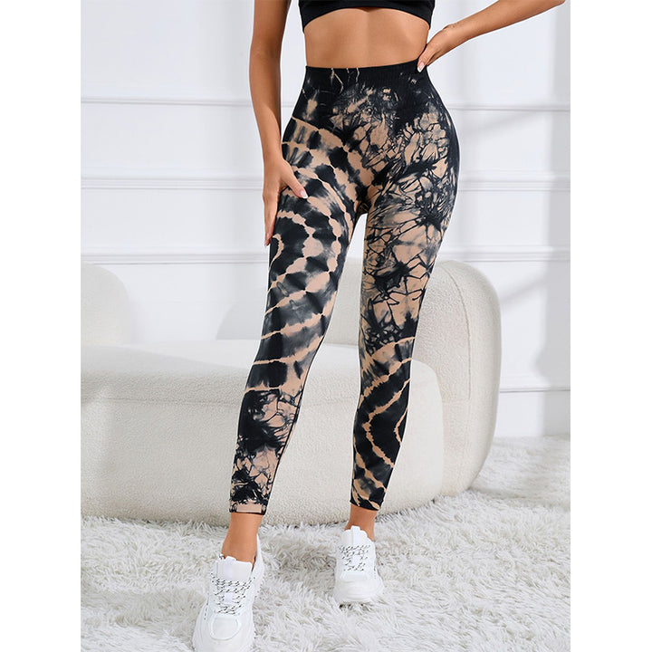Buddha Stones Tie Dye Print Pants Sports Fitness Yoga High Waist Leggings Women's Yoga Pants - image 1