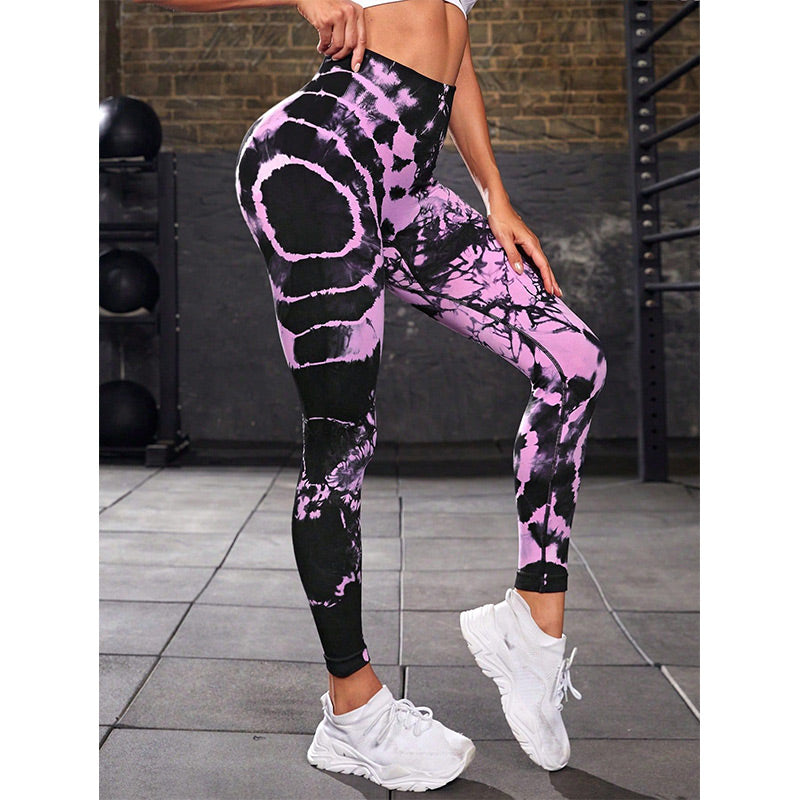 Buddha Stones Tie Dye Print Pants Sports Fitness Yoga High Waist Leggings Women's Yoga Pants