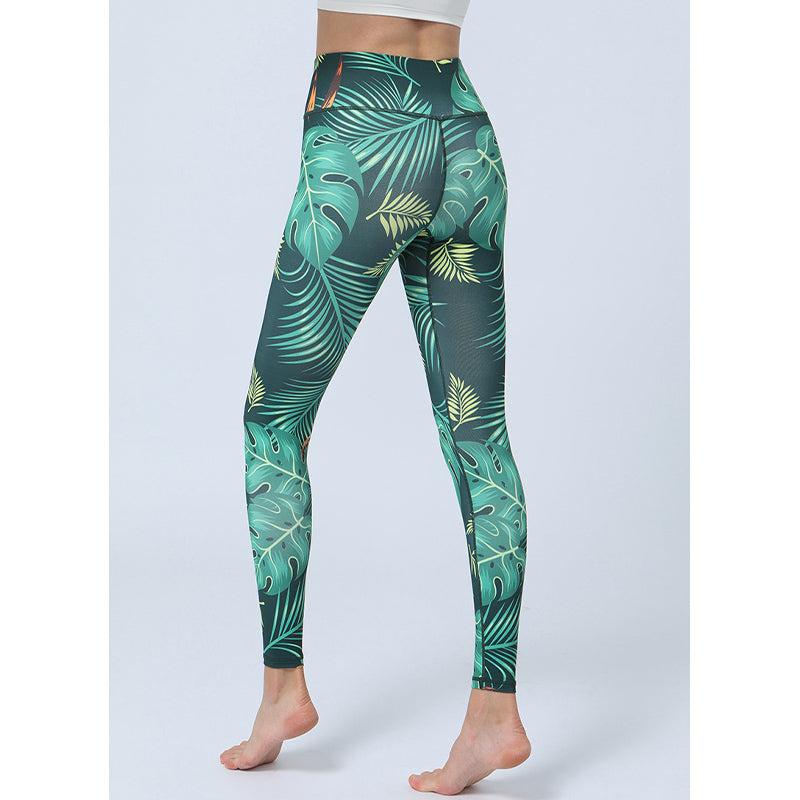 Buddha Stones Leaves Print Pants Sports Fitness Yoga High Waist Leggings Women's Yoga Pants - image 2