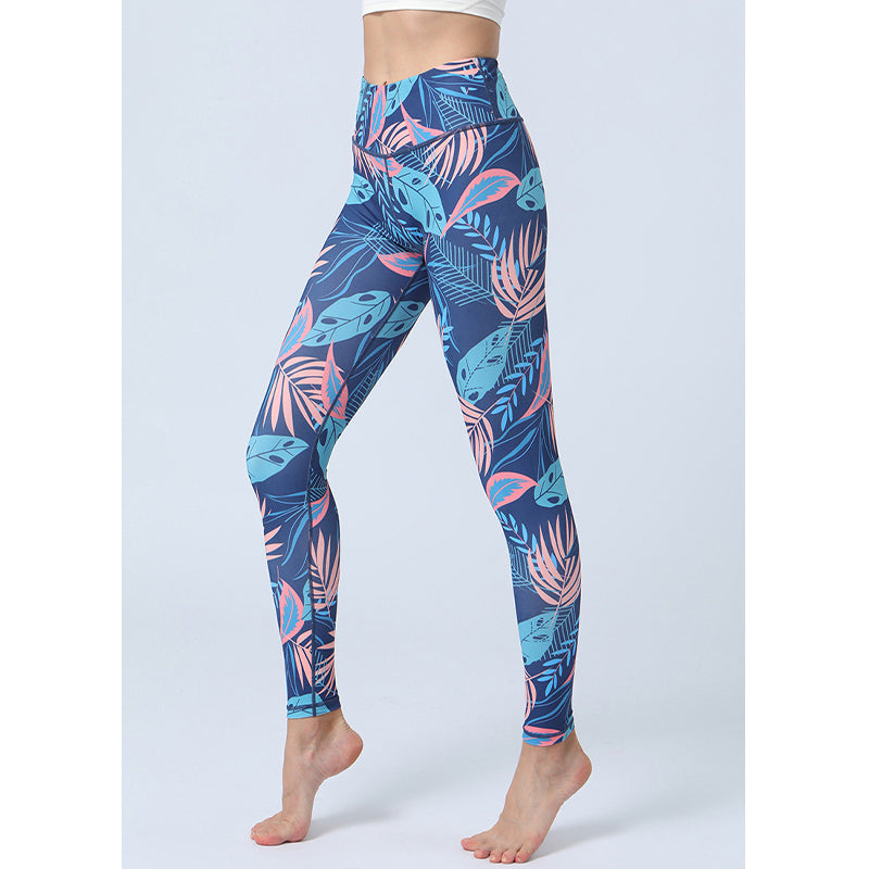 Buddha Stones Leaves Print Pants Sports Fitness Yoga High Waist Leggings Women's Yoga Pants