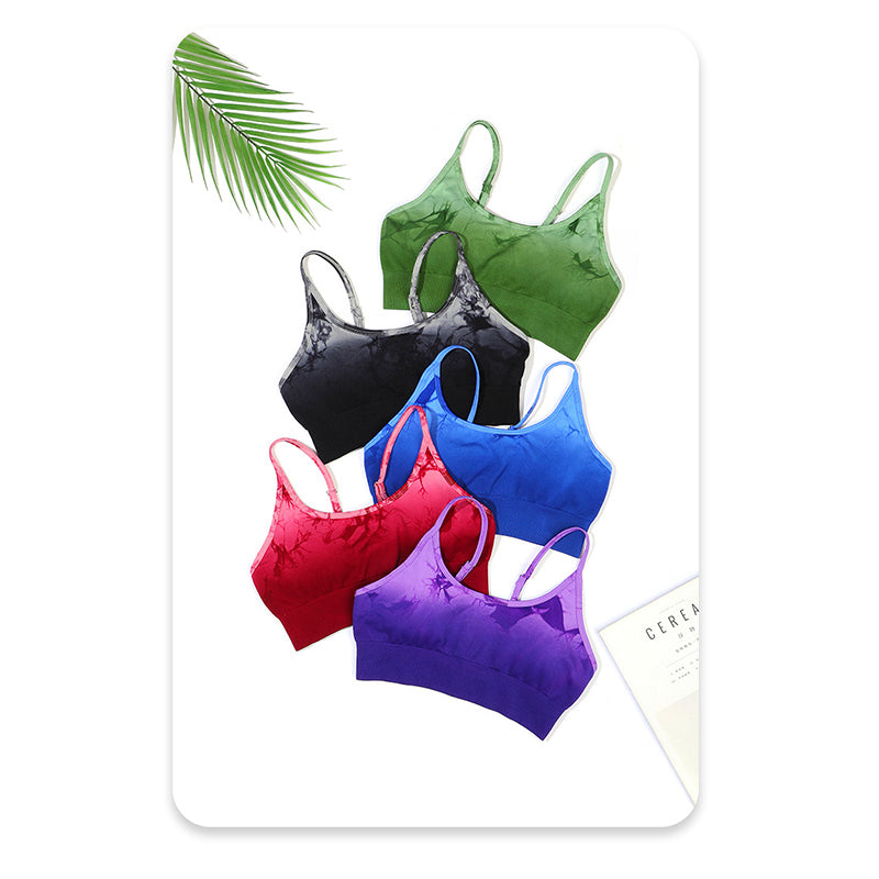 Buddha Stones 2Pcs Simple Tie Dye Print Crop Tank Top High Waist Pants Sports Gym Outfits Women's Yoga Sets - image 15