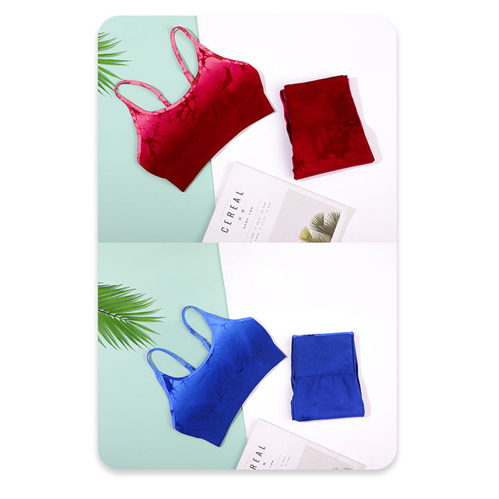 Buddha Stones 2Pcs Simple Tie Dye Print Crop Tank Top High Waist Pants Sports Gym Outfits Women's Yoga Sets - image 18