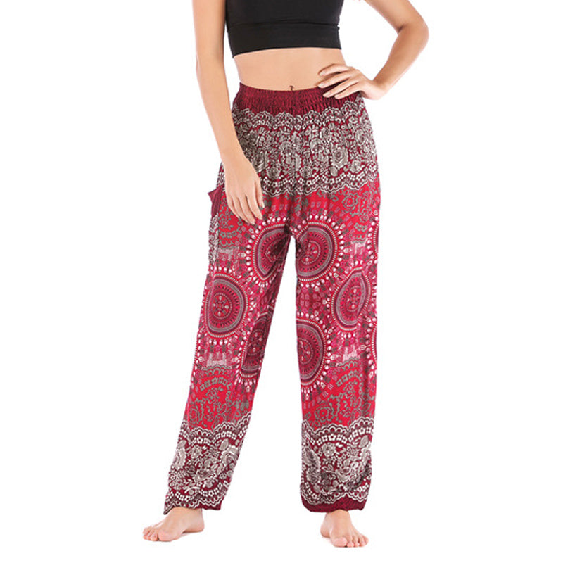 Buddha Stones Boho Loose Harem Trousers Women's Yoga Pants - Red-US2-8/10，UK/AU6-12/14，EU34-40/42 (F) - image 22