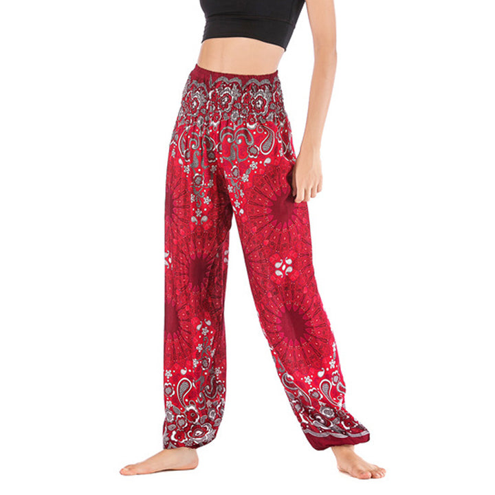 Buddha Stones Geometric Mandala Pattern Loose Harem Trousers High Waist Women's Yoga Pants