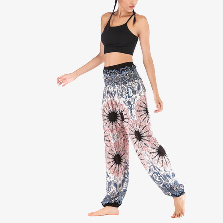 Buddha Stones Geometric Mandala Pattern Loose Harem Trousers High Waist Women's Yoga Pants - image 2