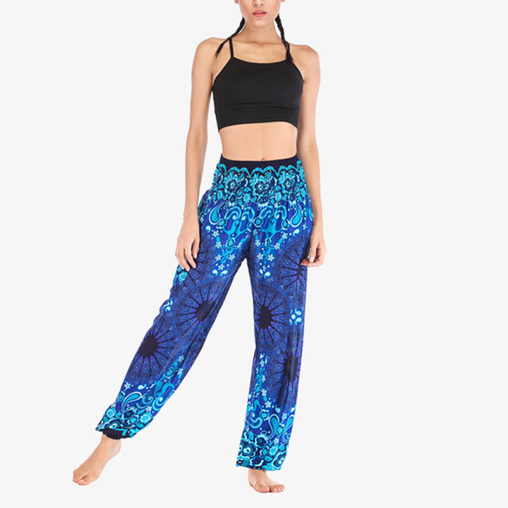 Buddha Stones Geometric Mandala Pattern Loose Harem Trousers High Waist Women's Yoga Pants - image 14