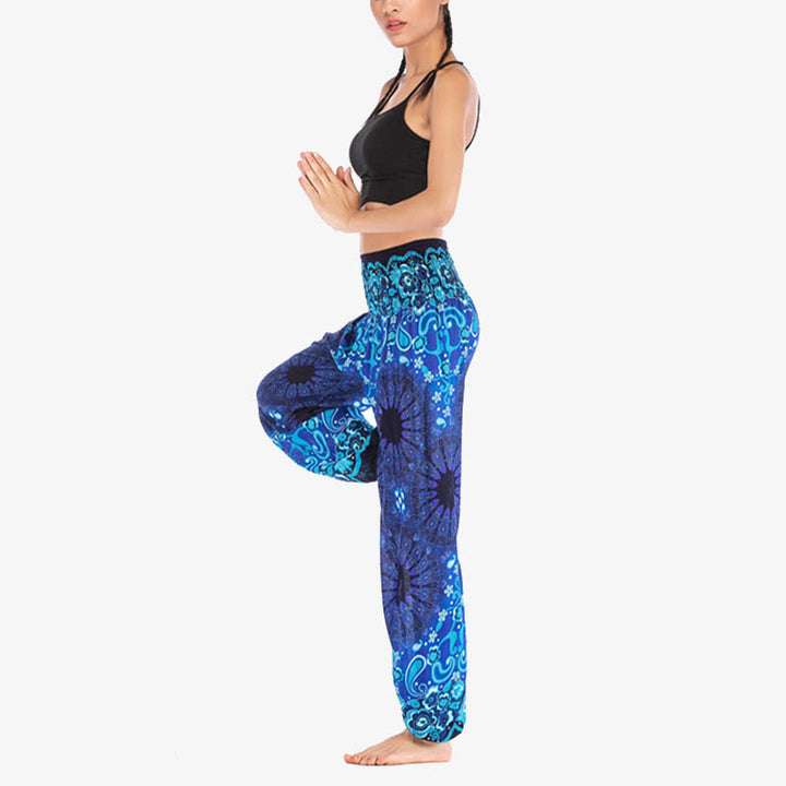 Buddha Stones Geometric Mandala Pattern Loose Harem Trousers High Waist Women's Yoga Pants - image 15