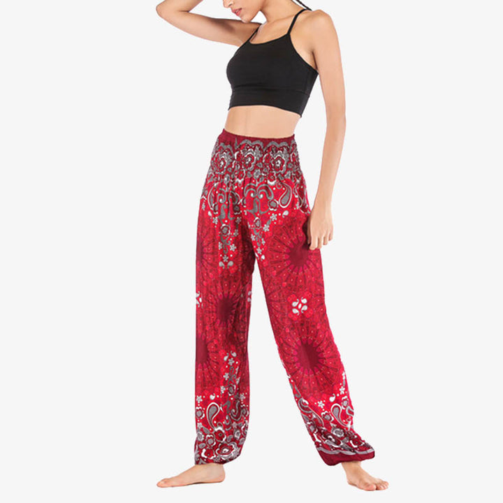 Buddha Stones Geometric Mandala Pattern Loose Harem Trousers High Waist Women's Yoga Pants - image 23