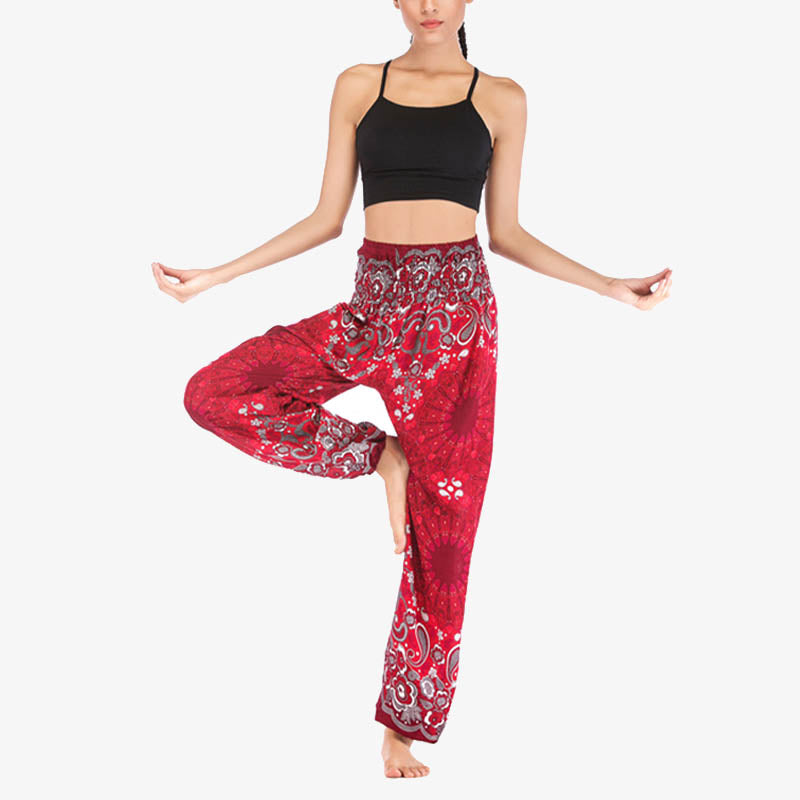 Buddha Stones Geometric Mandala Pattern Loose Harem Trousers High Waist Women's Yoga Pants - image 19