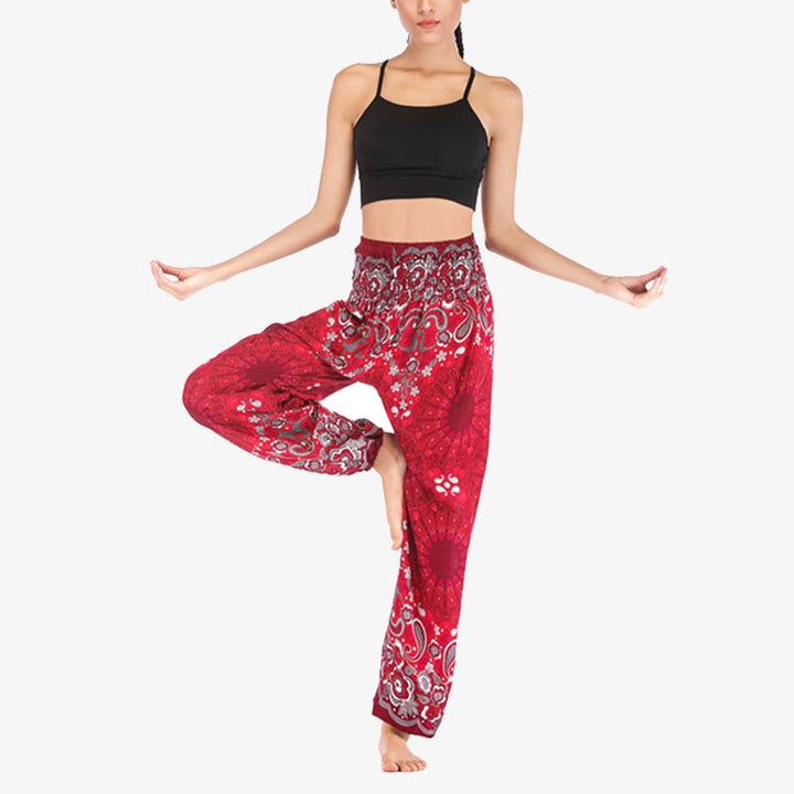 Buddha Stones Geometric Mandala Pattern Loose Harem Trousers High Waist Women's Yoga Pants - image 19