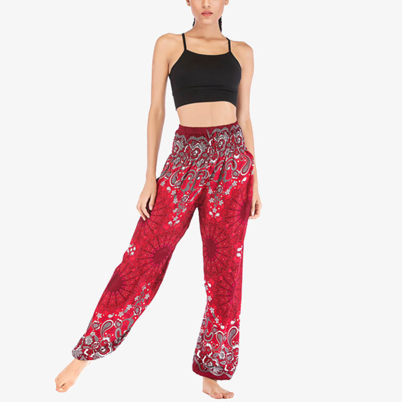 Buddha Stones Geometric Mandala Pattern Loose Harem Trousers High Waist Women's Yoga Pants - image 25