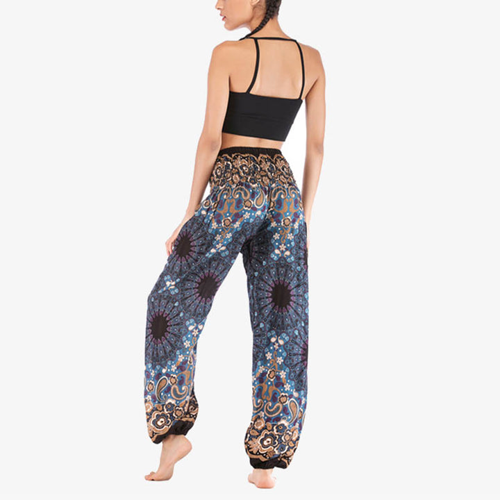 Buddha Stones Geometric Mandala Pattern Loose Harem Trousers High Waist Women's Yoga Pants - image 34