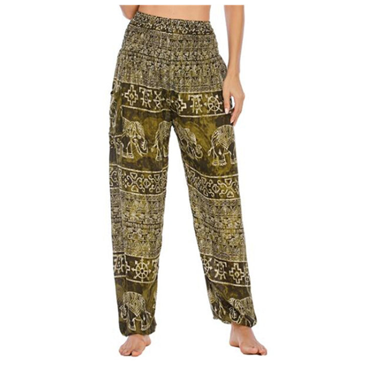 Buddha Stones Elephant Pattern Loose Casual Harem Trousers High Waist Women's Yoga Pants - Light Green Elephant-US2-8/10，UK/AU6-12/14，EU34-40/42 (F) - image 26