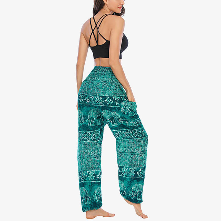 Buddha Stones Elephant Pattern Loose Casual Harem Trousers High Waist Women's Yoga Pants - image 18