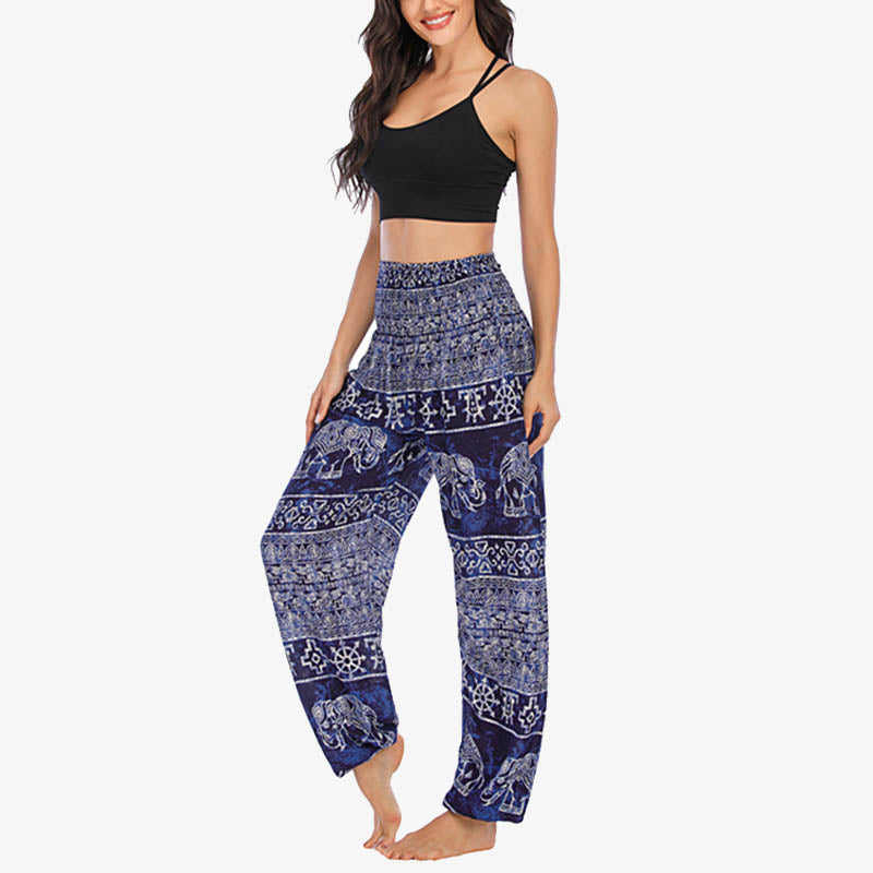 Buddha Stones Elephant Pattern Loose Casual Harem Trousers High Waist Women's Yoga Pants - image 25