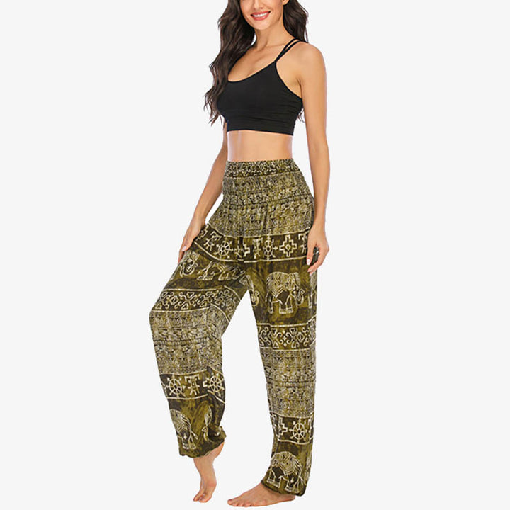Buddha Stones Elephant Pattern Loose Casual Harem Trousers High Waist Women's Yoga Pants - image 29