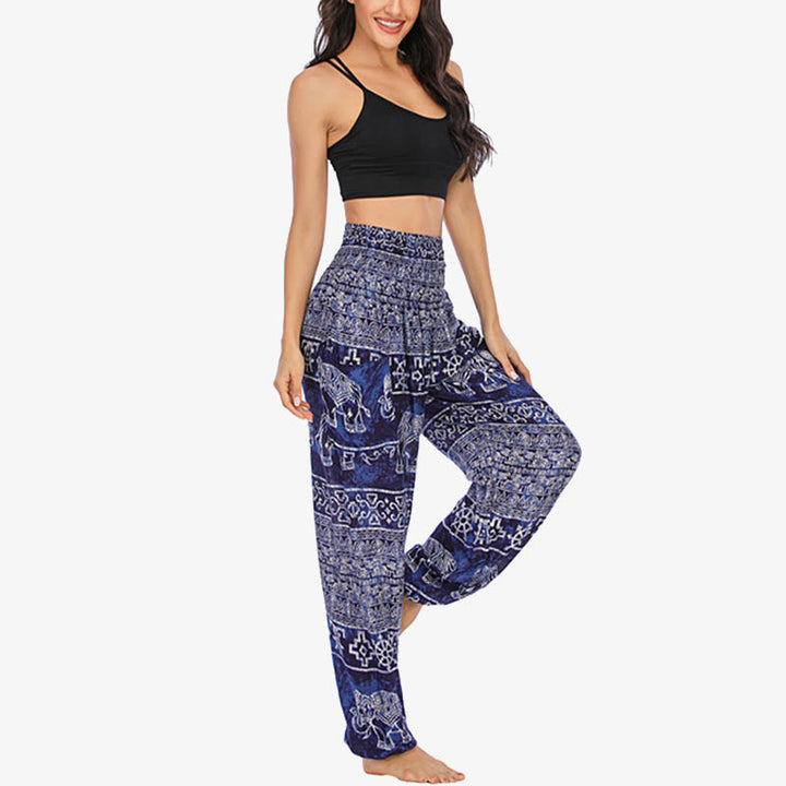 Buddha Stones Elephant Pattern Loose Casual Harem Trousers High Waist Women's Yoga Pants - image 22