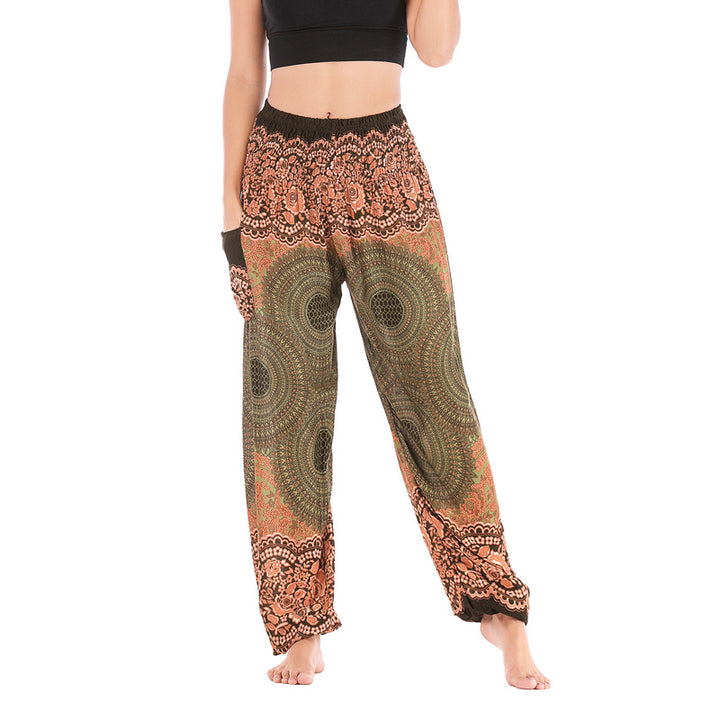 Buddha Stones Round Geometric Pattern Loose Casual Harem Trousers High Waist Women's Yoga Pants