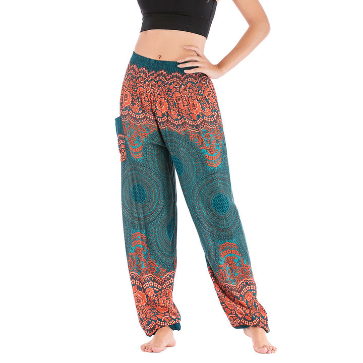 Buddha Stones Round Geometric Pattern Loose Casual Harem Trousers High Waist Women's Yoga Pants