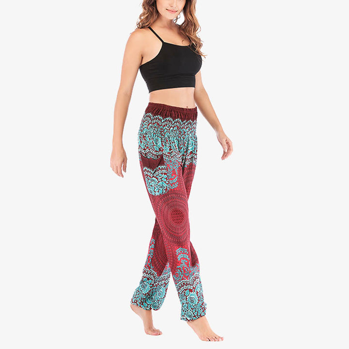 Buddha Stones Round Geometric Pattern Loose Casual Harem Trousers High Waist Women's Yoga Pants