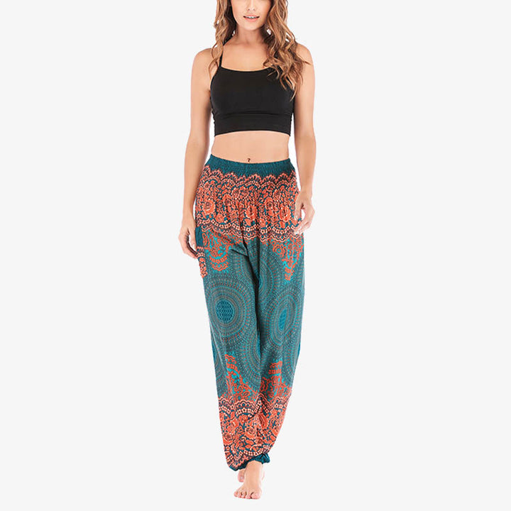 Buddha Stones Round Geometric Pattern Loose Casual Harem Trousers High Waist Women's Yoga Pants - image 25