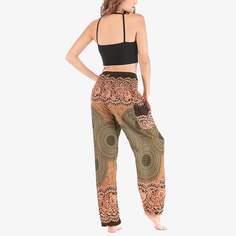 Buddha Stones Round Geometric Pattern Loose Casual Harem Trousers High Waist Women's Yoga Pants - image 41