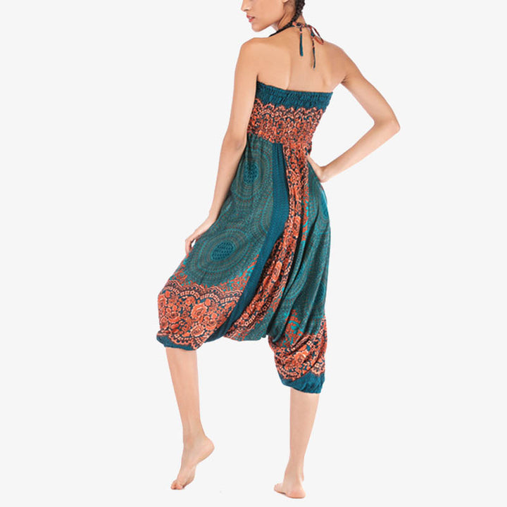 Buddha Stones Two Style Wear Round Geometric Pattern Loose Smocked Harem Trousers Jumpsuit High Waist Women's Yoga Pants - image 27