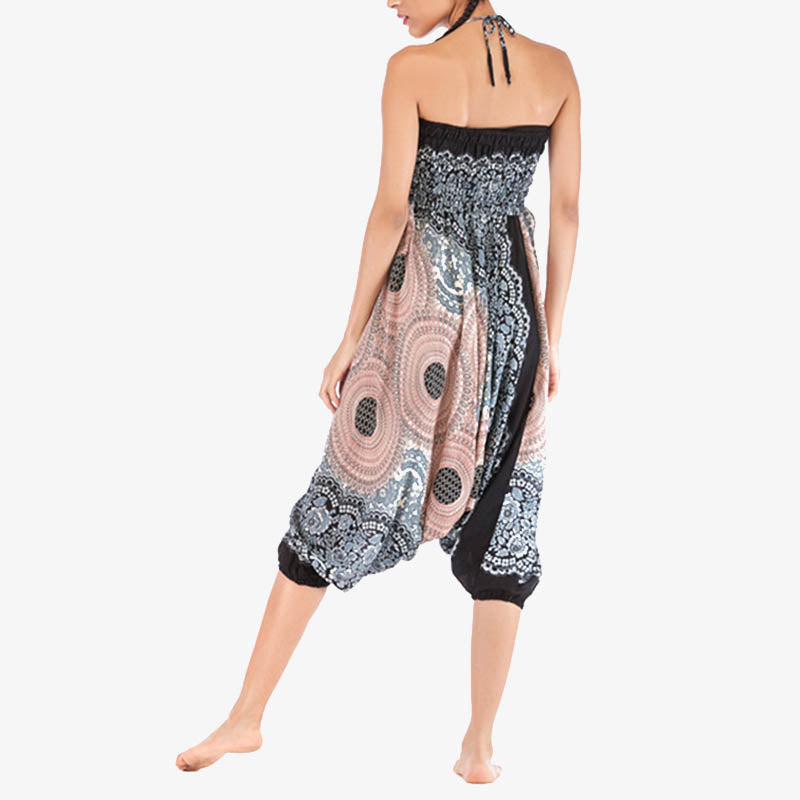 Buddha Stones Two Style Wear Round Geometric Pattern Loose Smocked Harem Trousers Jumpsuit High Waist Women's Yoga Pants - image 36