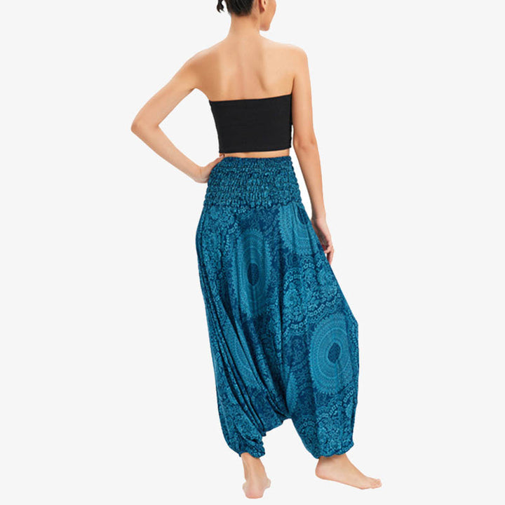 Buddha Stones Two Style Wear Round Geometric Loose Casual Harem Trousers Jumpsuit Women's Yoga Pants