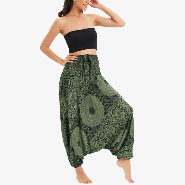 Buddha Stones Two Style Wear Round Geometric Loose Casual Harem Trousers Jumpsuit Women's Yoga Pants - image 25