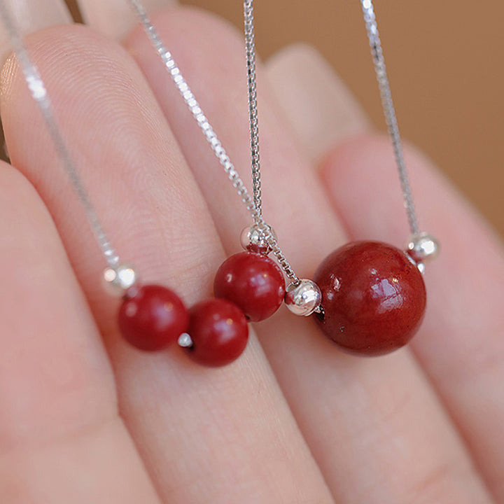 Buddha Stones 925 Sterling Silver Cinnabar Bead Calm Blessing Necklace Pendant - image 7
