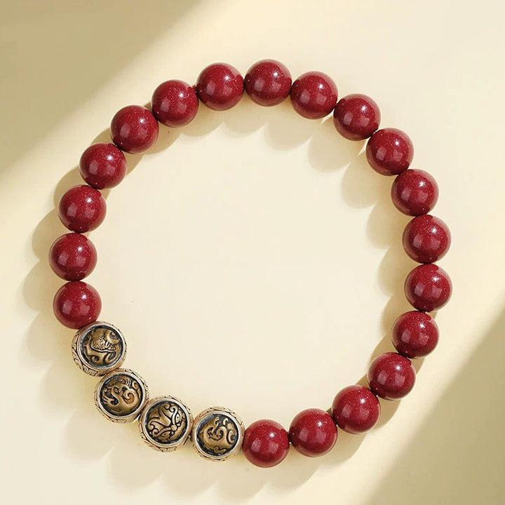 Buddha Stones 925 Sterling Silver Natural Cinnabar Four Beasts Blessing Bracelet - 8mm - Four Beasts(Wrist Circumference 14-16cm) - image 10