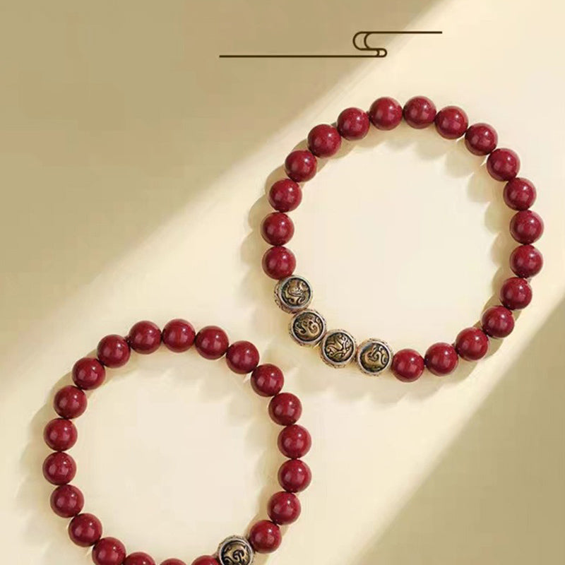 Buddha Stones 925 Sterling Silver Natural Cinnabar Four Beasts Blessing Bracelet - image 21
