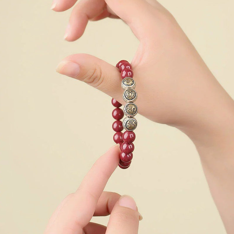 Buddha Stones 925 Sterling Silver Natural Cinnabar Four Beasts Blessing Bracelet - image 20