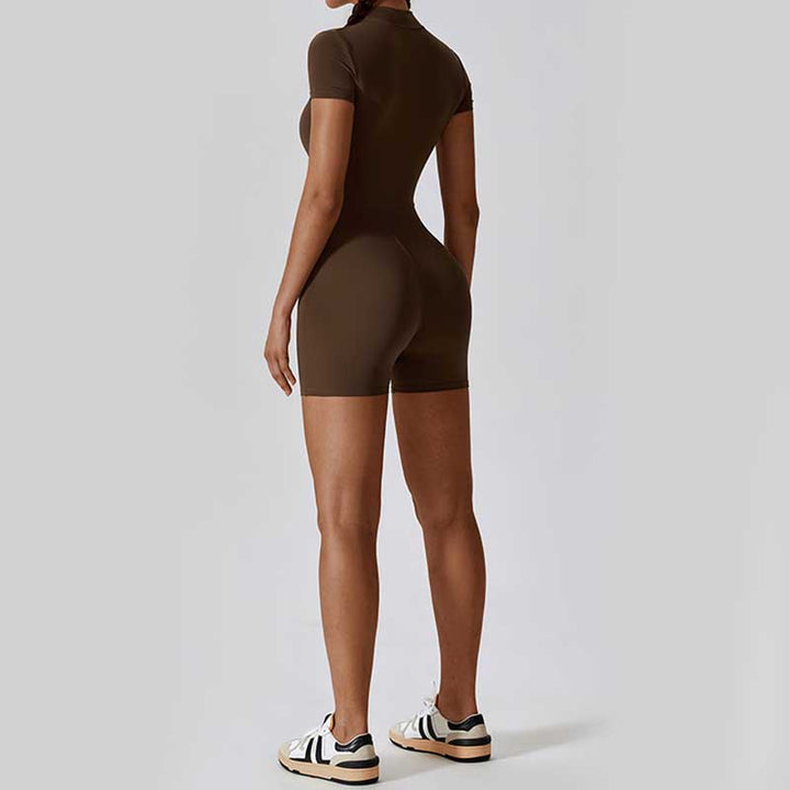 Buddha Stones High Stretch Zipper Short Sleeve Jumpsuit Sports Fitness Yoga Women Bodysuit - image 30