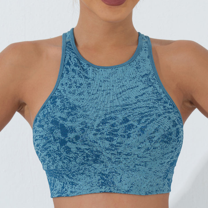 Buddha Stones Seamless Fitness Crop Tank Top High Waist Leggings Pants Sports Gym Yoga Outfits - Crop Tank - Blue - US6，UK/AU10，EU38 (L)  - image 17