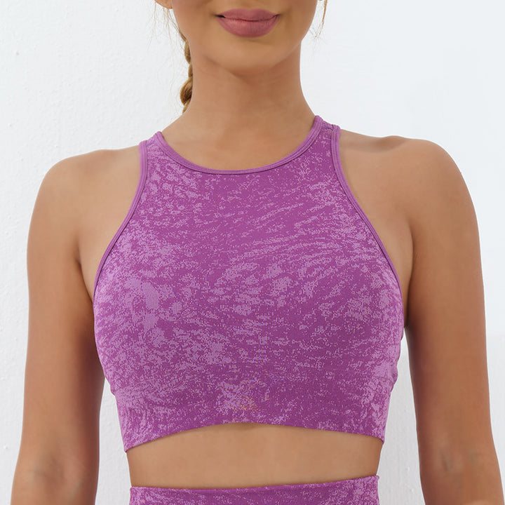 Buddha Stones Seamless Fitness Crop Tank Top High Waist Leggings Pants Sports Gym Yoga Outfits - Crop Tank - Purple - US6，UK/AU10，EU38 (L)  - image 15