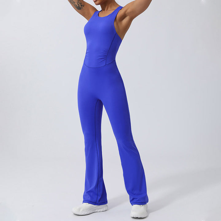 Buddha Stones Women Workout Crisscross Sleeveless Flare Jumpsuit Sports Fitness Yoga Bodysuit - image 18