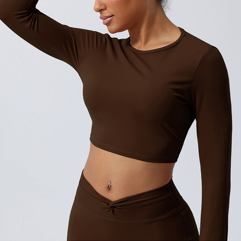 Buddha Stones Women Workout Long Sleeve Crisscross Backless Top Tee Leggings Sports Fitness Yoga Outfit - image 25