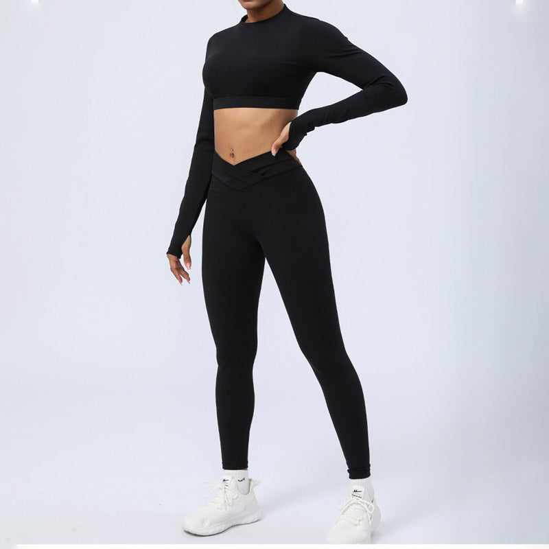 Buddha Stones 2Pcs Long Sleeve Backless Top Bra Leggings Pants Fitness Yoga Outfit Set - image 23